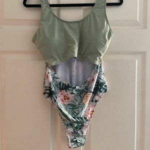 Pineapple print one piece bathing suit